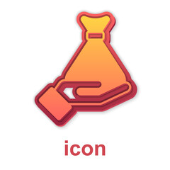 Gold Money in hand icon isolated on white background. Insurance concept. Security, safety, protection, protect concept. Vector