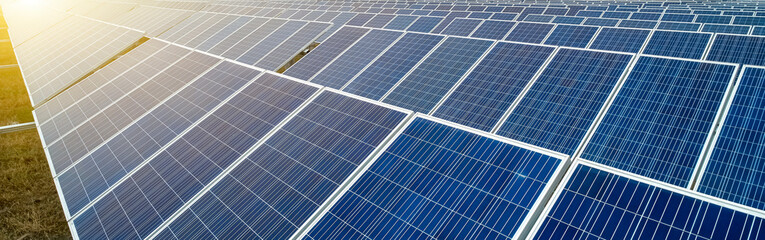 Details of blue solar photovoltaic panels