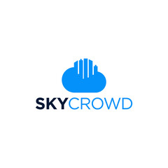 city cloud crowd people logo vector