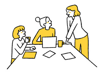 会社で談笑する女性たち