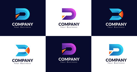 initial D letter logo design template vector illustration