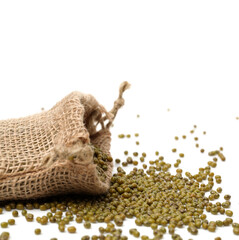 Mung beans on white background