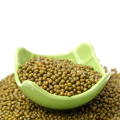 Mung beans on white background