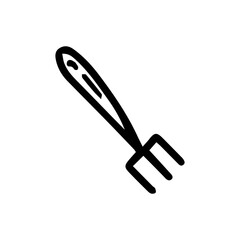 Garden fork cartoon, vector illustration, hand drawn, doodle.