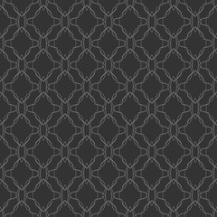 Dark backgrounds pattern with decorative ornaments on a black background, wallpaper. Seamless pattern, texture
