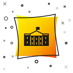 Black United States Capitol Congress icon isolated on white background. Washington DC, USA. Yellow square button. Vector