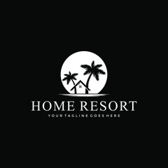 palm tree beach silhouette luxury logo vintage design inspiration
