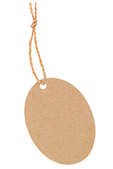 one brown oval tag on white isolated background