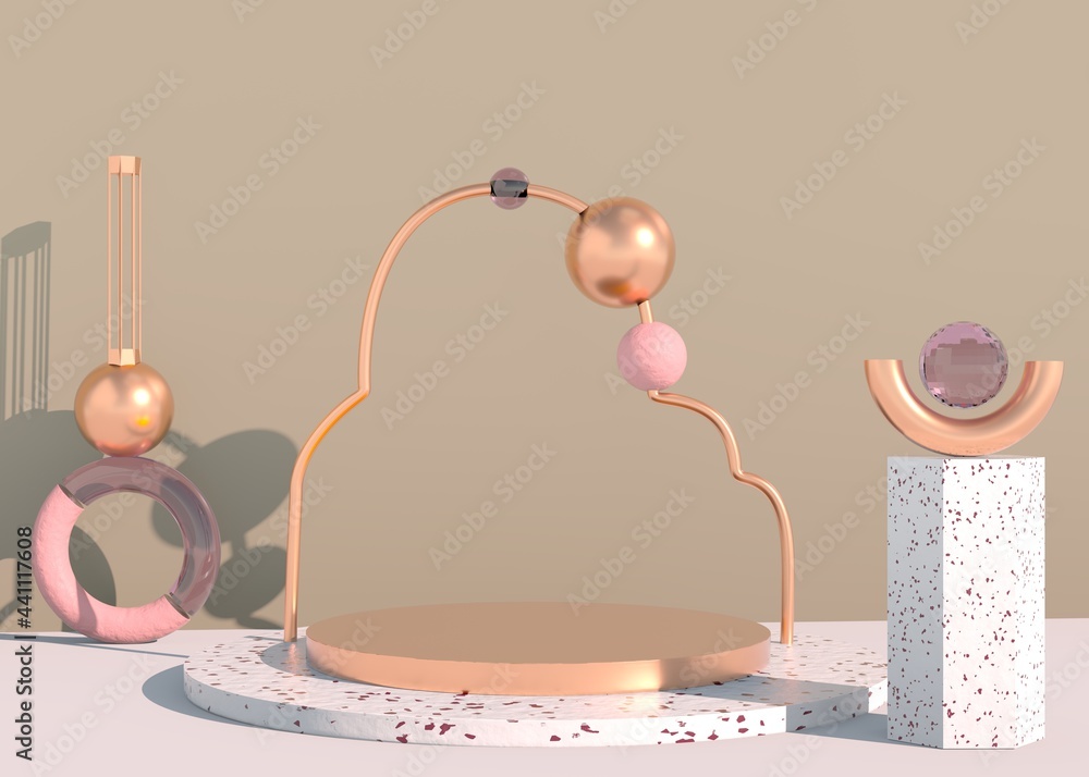Poster 3d abstract background, mock up scene geometry shape podium for product display.