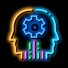 cerebral hemisphere settings neon light sign vector. Glowing bright icon cerebral hemisphere settings sign. transparent symbol illustration