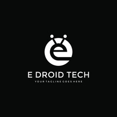 initial e robotics logo design creative idea inspiration 
