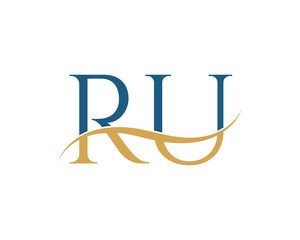 Initial letter RU, RU letter logo design