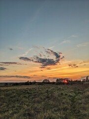 sunset over the field