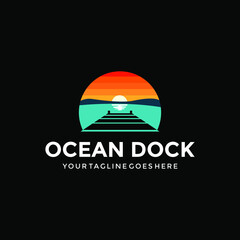 ocean dock logo design creative idea inspiration  - obrazy, fototapety, plakaty