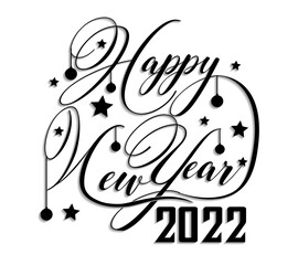 Happy New Year 2022 Lettering . Holiday Vector Illustration.