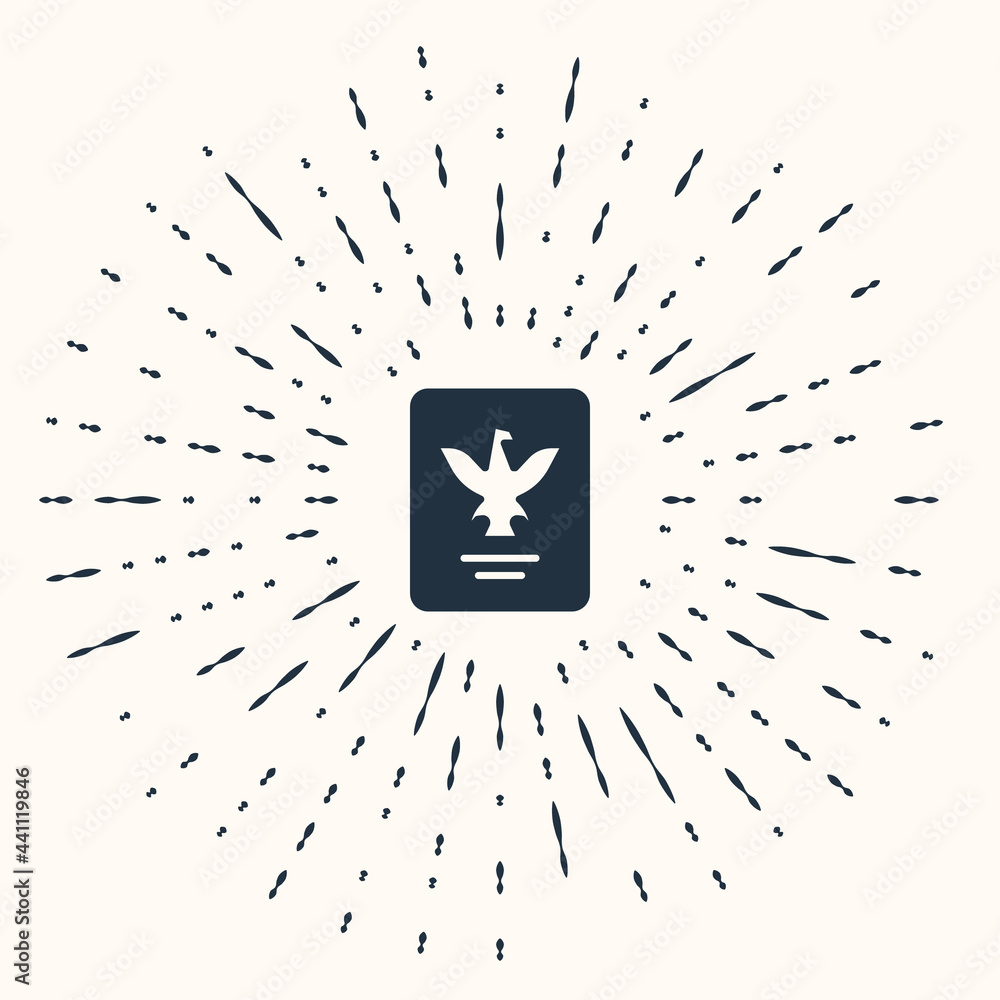 Poster grey passport with biometric data icon isolated on beige background. identification document. abstra