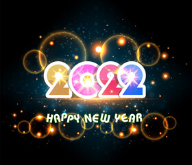 Happy New Year 2022 Lettering . Holiday Vector Illustration.