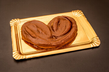 delicious fluffy homemade chocolate palm tree on gold colored tray