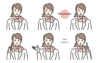 Fototapeta premium 受付の女性のイラストカット アイコン ベクター 