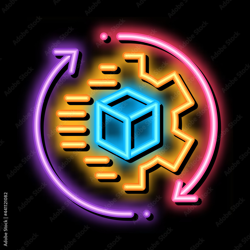 Poster technical aspect of sending neon light sign vector. glowing bright icon technical aspect of sending 