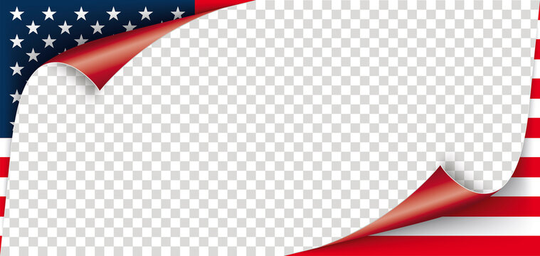 Scrolled Corner USA Flag Paper Cover Transparent