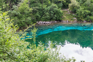 blue bottom at a depth of Lago di Cornino, Italy