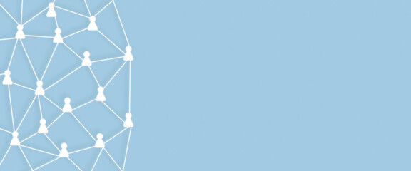The icon on blue background. Teamwork, network and community concept.