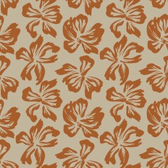 Brown Floral Brush strokes Seamless Pattern Background