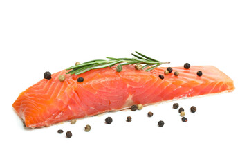 Fresh raw salmon isolated on white background