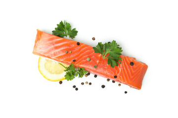 Fresh raw salmon isolated on white background