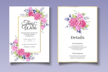 Fototapeta na wymiar Beautiful floral wreath invitation Card Template