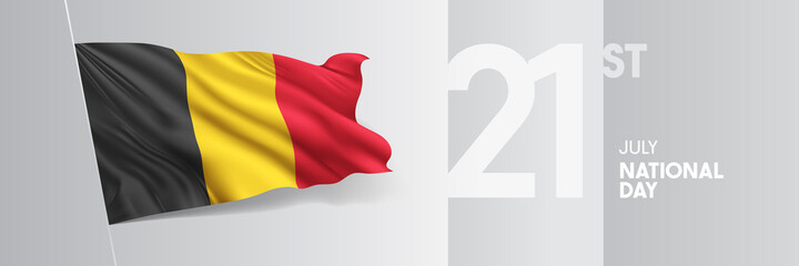 Belgium happy national day greeting card, banner vector illustration