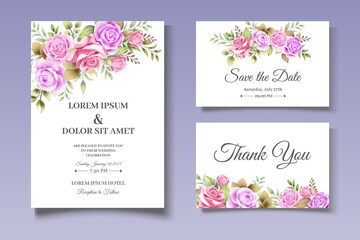 Fototapeta na wymiar Beautiful floral wreath invitation Card Template