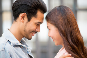 young couple moment to love.