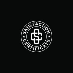 Initials Monogram SC CS Vintage Retro Stamp Label logo design