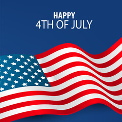 Obraz premium 4th of July. USA flag banner background United States of America Independence Day. American national patriotic holiday design with lettering. Vector illustration.