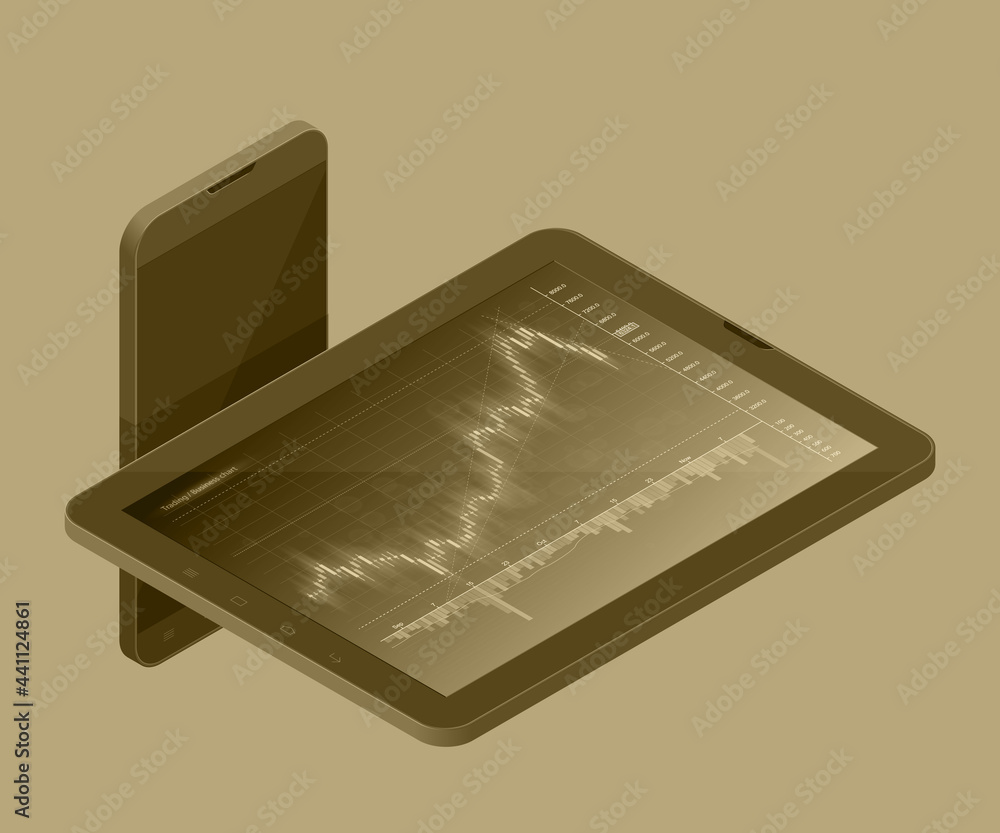 Poster Infographic application elements isometry smartphone. Illustration data financial graphs diagrams, information data statistic. Isometric design. Template presentation, report design, website phone app
