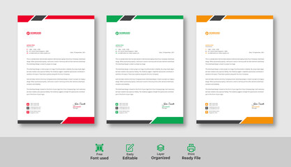 Modern Abstract Creative Corporate letterhead template design with 3 color and easy editable 