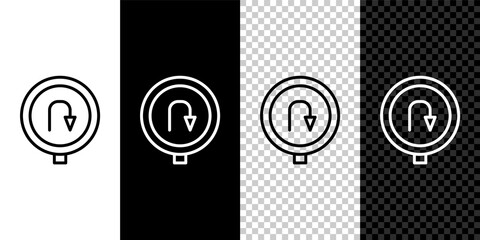 Set line Turn back road icon isolated on black and white, transparent background. Traffic rules and safe driving. Vector © vector_v