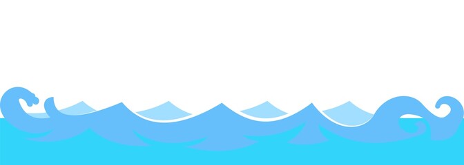 Waves of water in a river, sea or ocean. Flow. Isolated on white background. Swimming, diving and water sports. Illustration in cartoon style. Flat design. Vector art