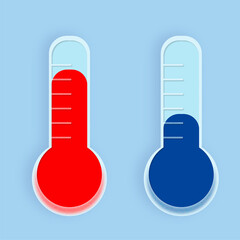 thermometer winter and summer in glassmorphism style. Vector stock illustration