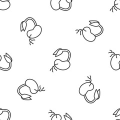 Grey line Sprout icon isolated seamless pattern on white background. Seed and seedling. Leaves sign. Leaf nature. Vector