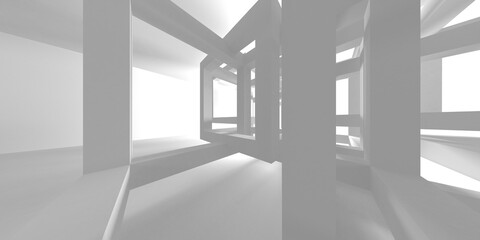 Illuminated corridor interior design. Empty Room Interior Background