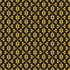 Simple background pattern with golden elements on black background, wallpaper. Seamless pattern, texture