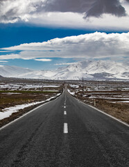 Deserted road to Erciyes Mountain in Turkey