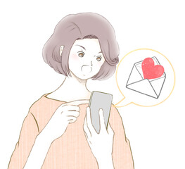 スマホに届いた嬉しいメールにビックリする女性