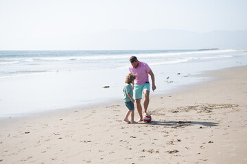 weekend family day. dad and child having fun outdoors. childhood and parenting.