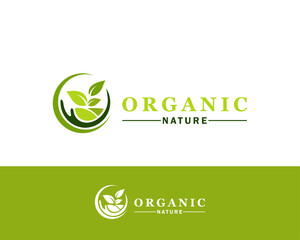 organic logo creative nature herbal care design concept