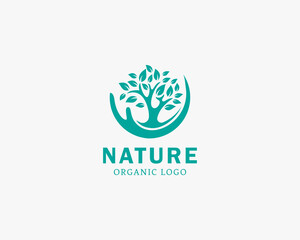 Nature logo tree creative care logo design concept