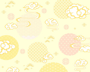Golden cloud background, chinese style background with chinese pattern Use as a background for auspicious work